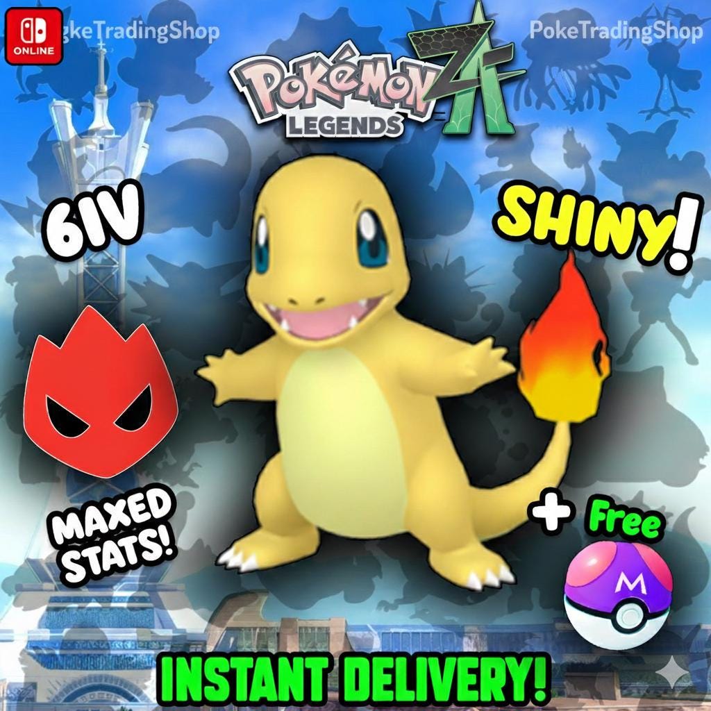 Pokemon legends za ALPHA shiny 6IV CHARMANDER Battle ready ev trained Custom ot - Pokémon Legends: Z-A digital Pokémon trade