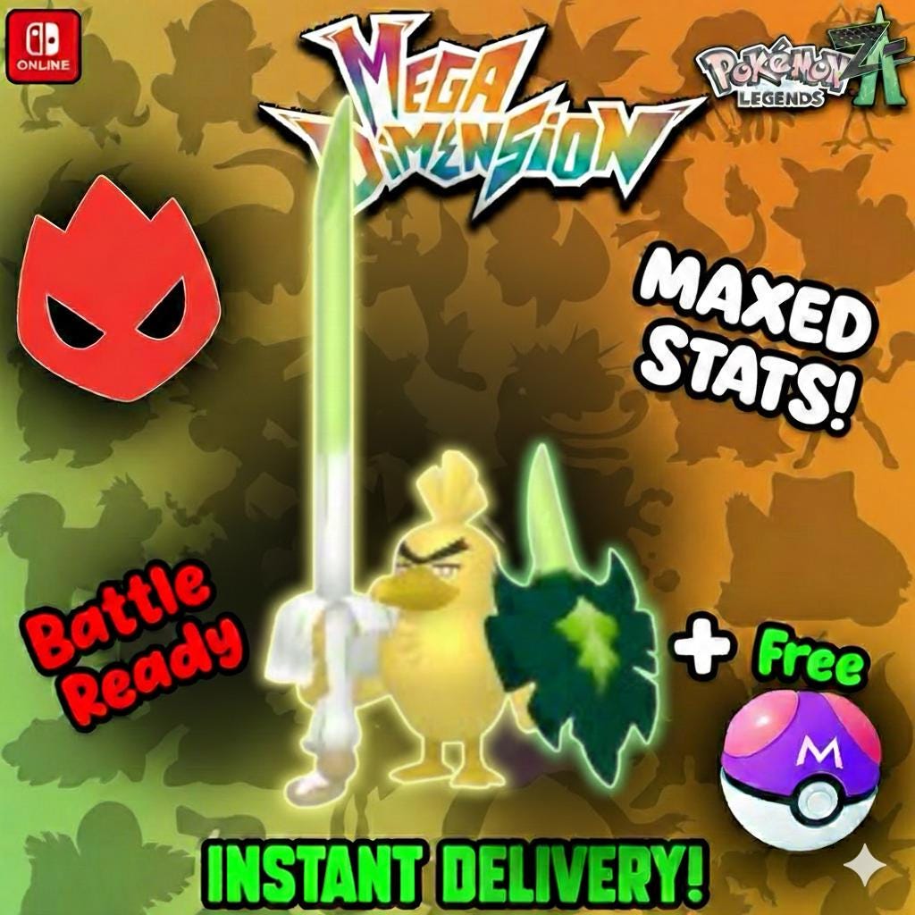 Alpha Sirfetch’d Shiny 6IV Pokemon Legends ZA Mega Dimension DLC Pokemon Legends - Pokémon Legends: Z-A digital Pokémon trade
