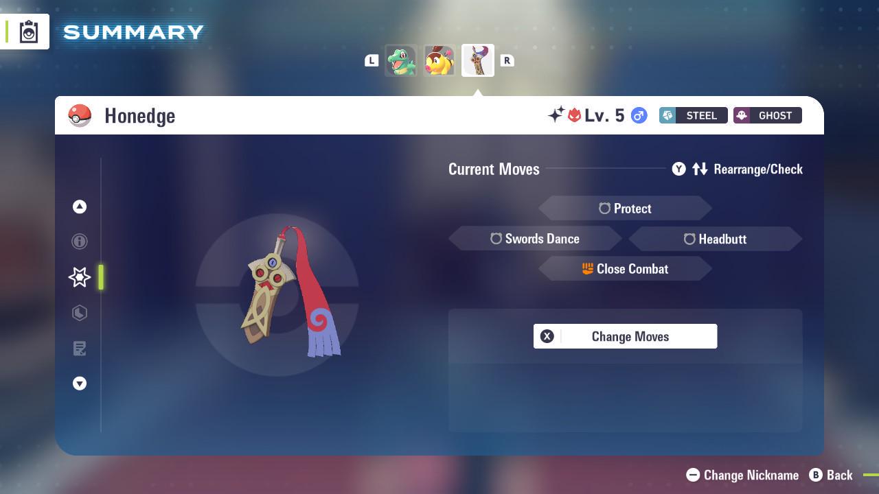 Pokemon Za Lvl 5 Adamant SHINY ALPHA 6IV Honedge Pokémon Legends ZA 6IV - Pokémon Legends: Z-A digital Pokémon trade image 4