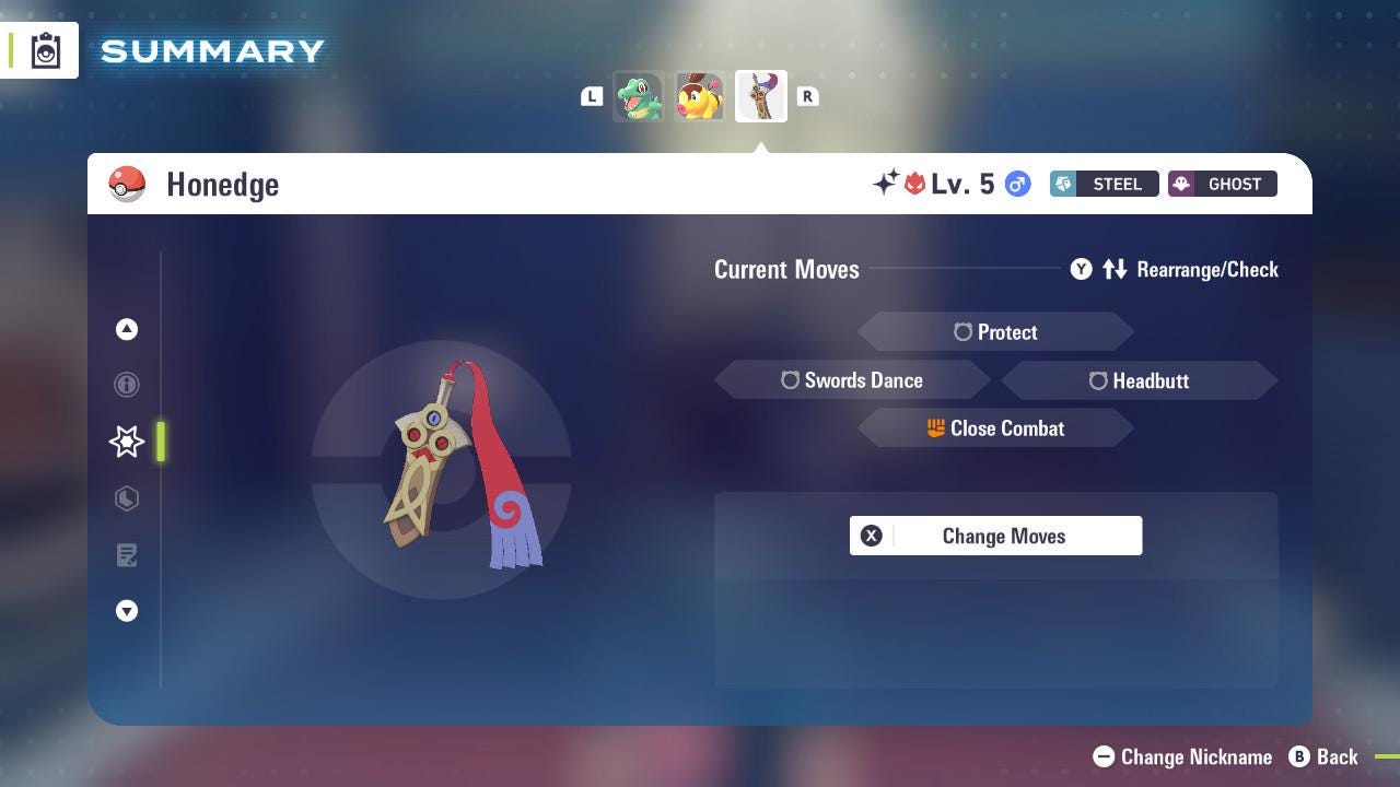 Pokemon Za Lvl 5 Adamant SHINY ALPHA 6IV Honedge Pokémon Legends ZA 6IV Competitive Battle – image 4