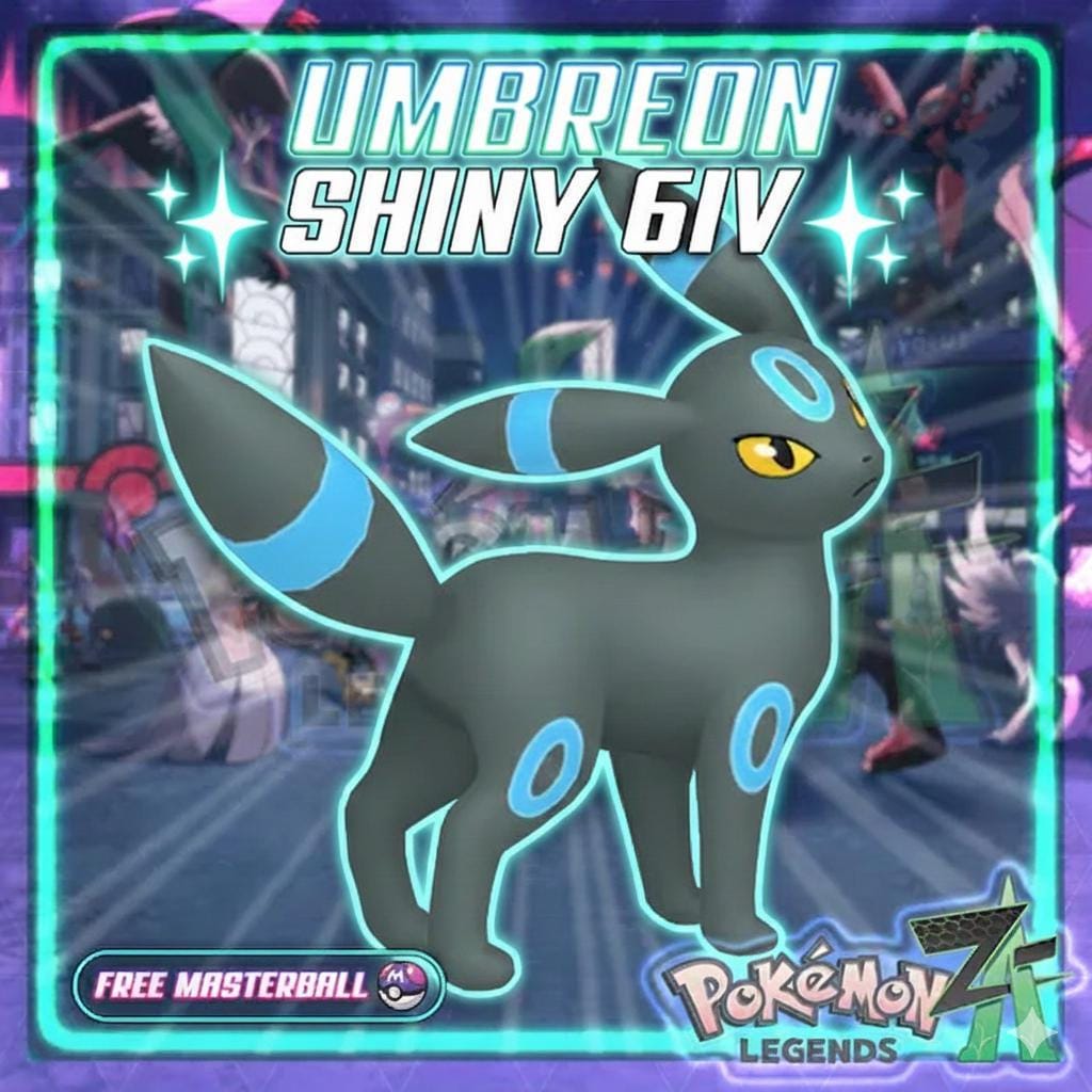 Shiny UMBREON Pokémon Legends ZA 6IV Competitive Battle Ready - Pokémon Legends: Z-A digital Pokémon trade by PokeTradingShop