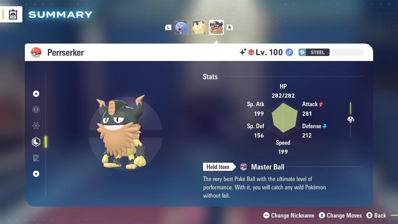 Shiny Alpha Perrserker Pokémon Legends ZA 6IV Competitive Battle Ready - Pokémon Legends: Z-A digital Pokémon trade image 2