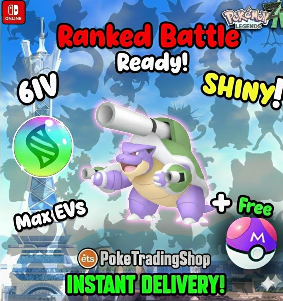 Pokemon LEGENDS ZA Alpha Shiny Blastoise Mega Ready Lumiose City KALOS Region - Pokémon Legends: Z-A digital Pokémon trade by