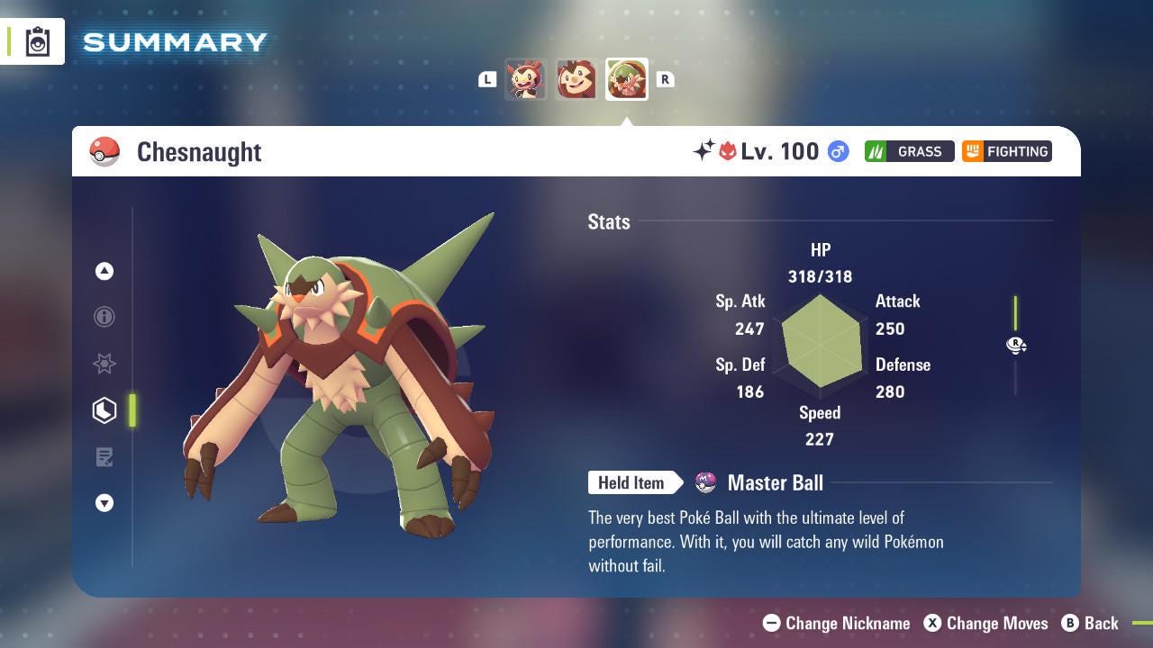 Shiny Alpha Chesnaught Pokémon Legends ZA 6IV Competitive Battle Ready - Pokémon Legends: Z-A digital Pokémon trade image 2