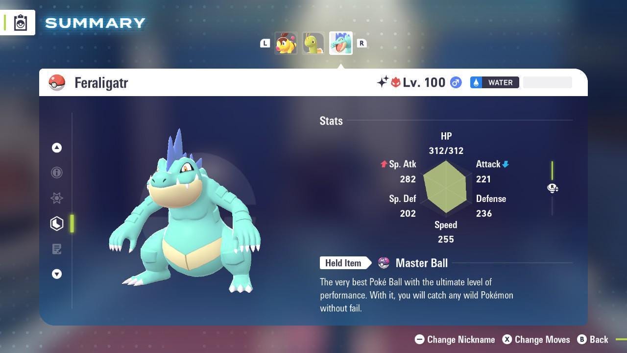 Shiny Alpha Feraligatr Pokémon Legends ZA 6IV Competitive Battle Ready - Pokémon Legends: Z-A digital Pokémon trade image 2