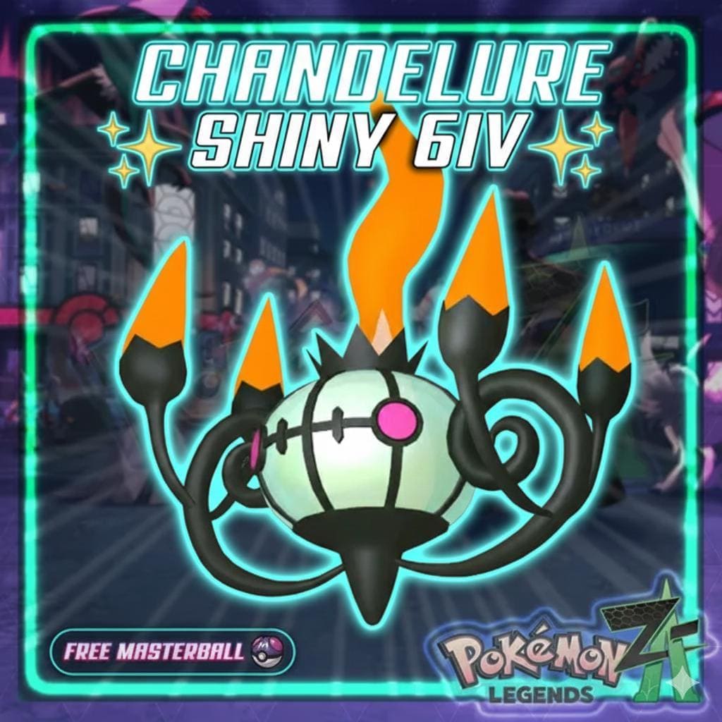 Shiny CHANDELURE Pokémon Legends ZA 6IV Competitive Battle Ready - Pokémon Legends: Z-A digital Pokémon trade by