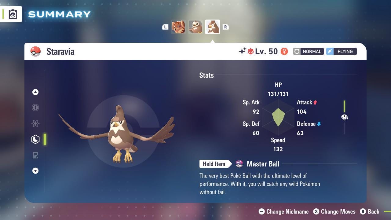 Shiny Alpha Staravia Pokemon Legends Za Mega Dimension DLC 6IV Competitive Battle - Pokémon Legends: Z-A digital Pokémon