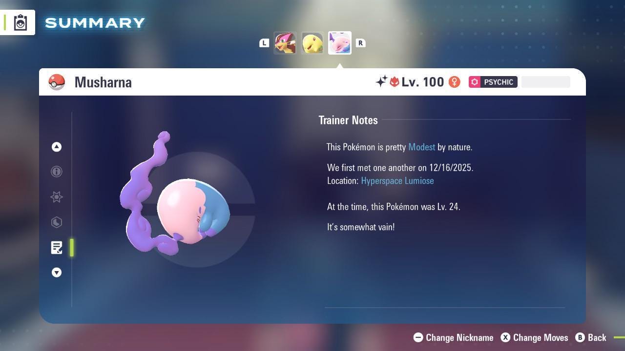 Shiny Alpha Musharna Pokemon Legends Za Mega Dimension DLC 6IV Competitive Battle - Pokémon Legends: Z-A digital Pokémon