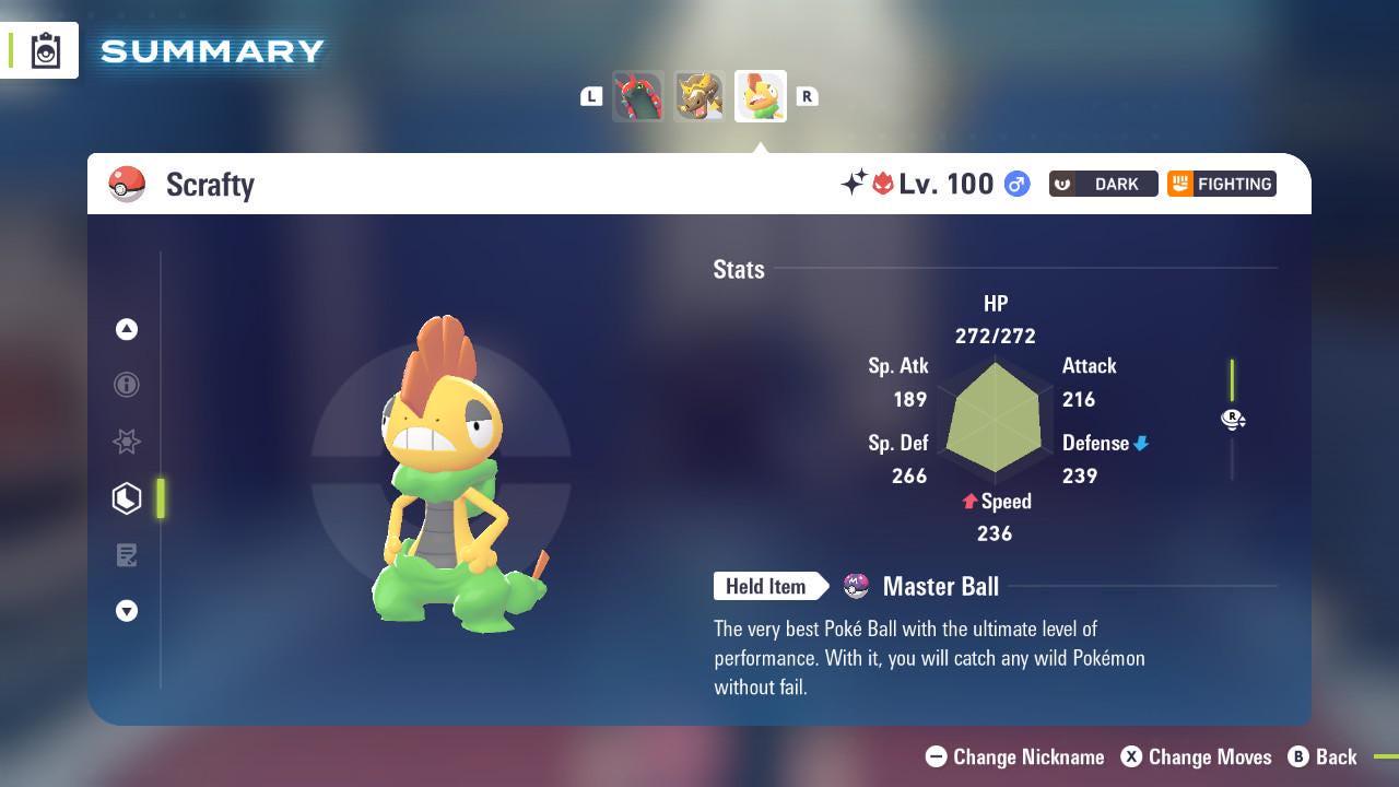 Shiny Alpha Scrafty Pokémon Legends ZA 6IV Competitive Battle Ready - Pokémon Legends: Z-A digital Pokémon trade by