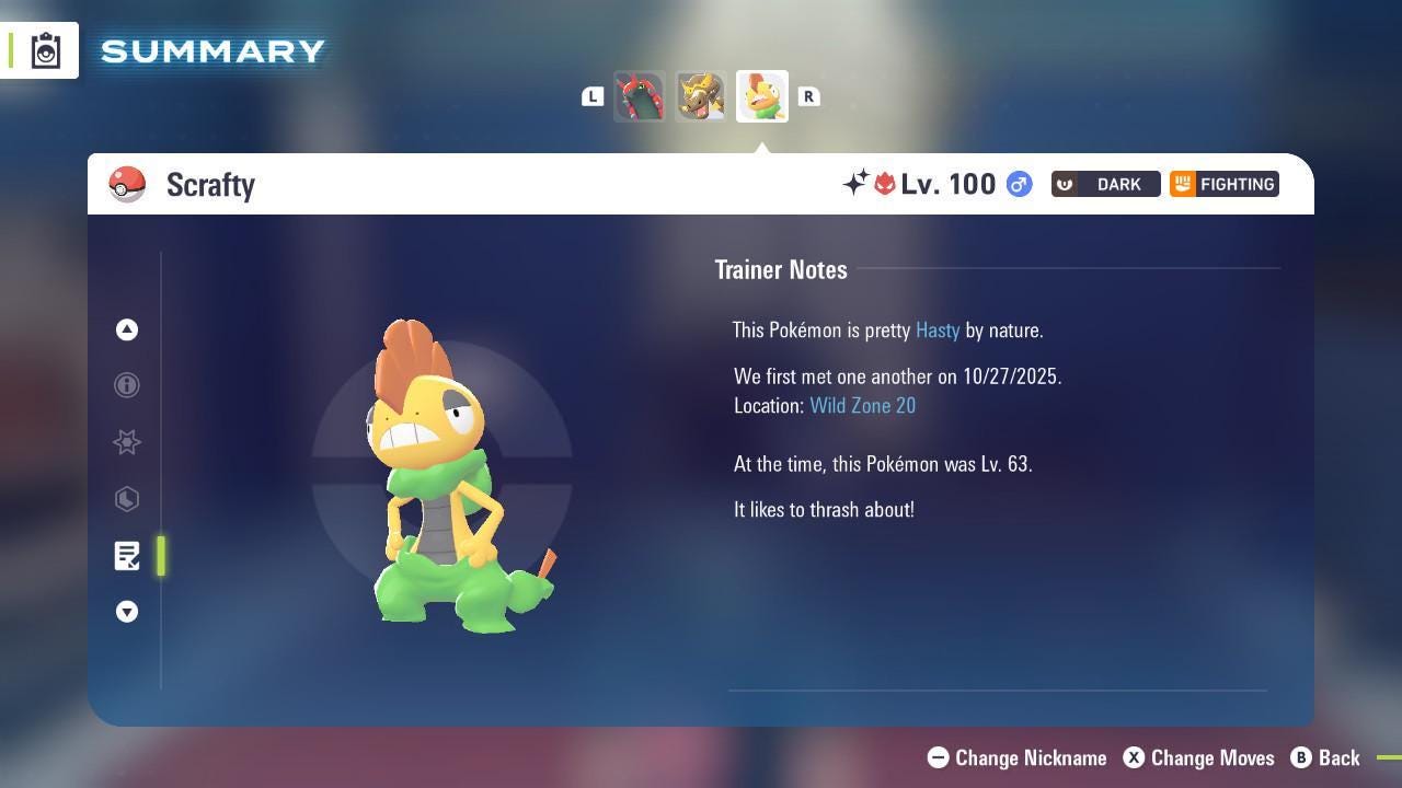 Shiny Alpha Scrafty Pokémon Legends ZA 6IV Competitive Battle Ready - Pokémon Legends: Z-A digital Pokémon trade image 4