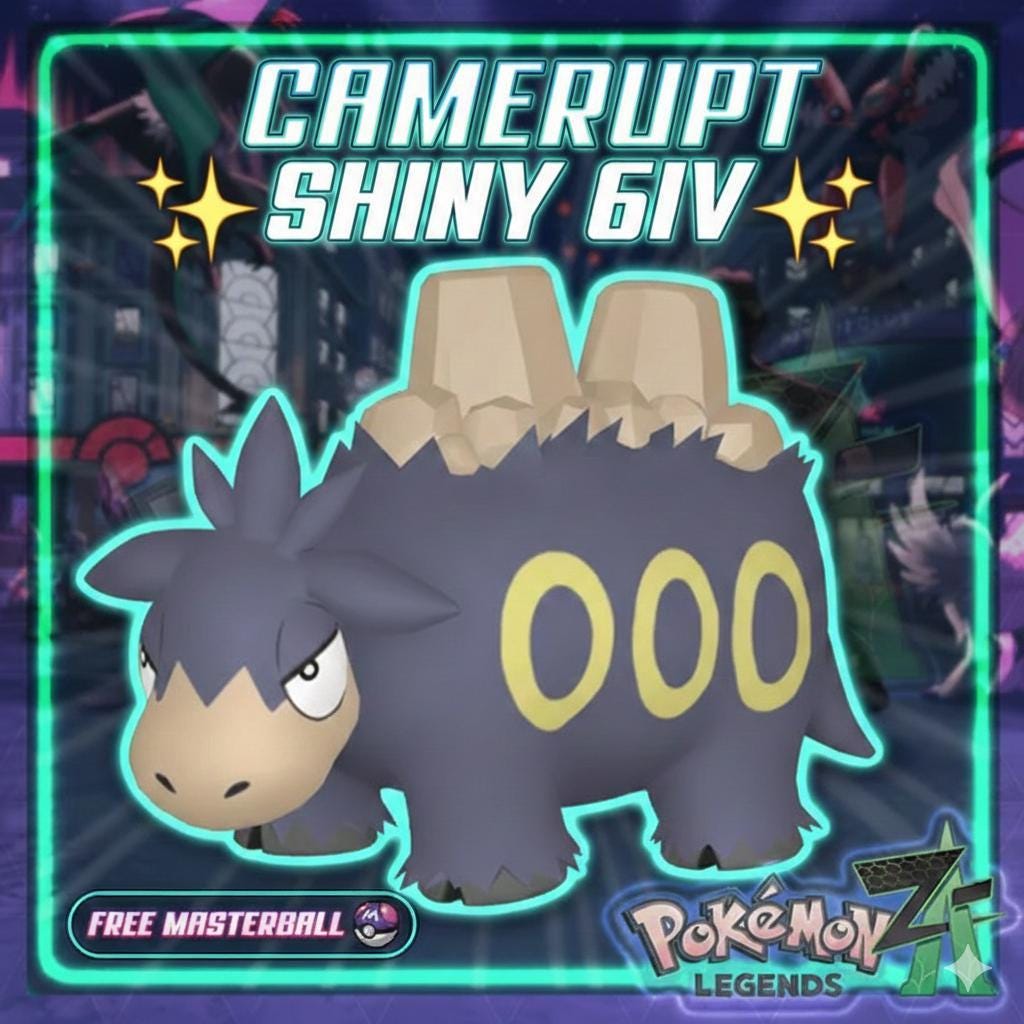 Shiny CAMERUPT Pokémon Legends ZA 6IV Competitive Battle Ready - Pokémon Legends: Z-A digital Pokémon trade by