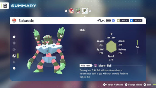 Shiny BARBARACLE Pokémon Legends ZA 6IV Competitive Battle Ready - Pokémon Legends: Z-A digital Pokémon trade by