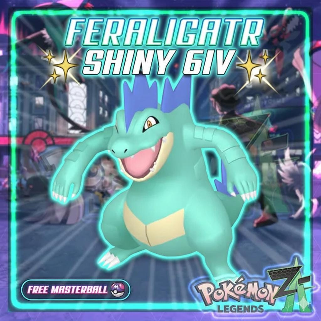 Shiny FERALIGATR Pokémon Legends ZA 6IV Competitive Battle Ready - Pokémon Legends: Z-A digital Pokémon trade by