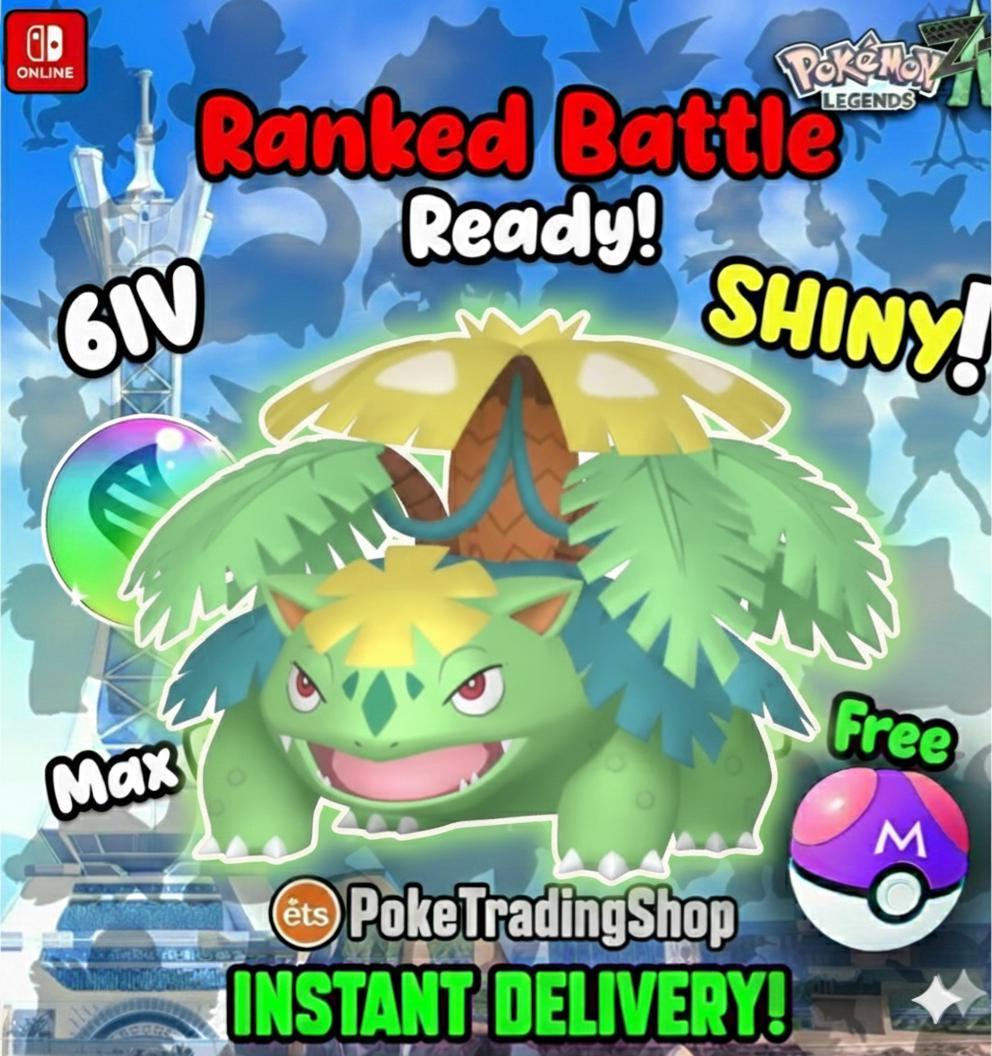 Pokemon LEGENDS ZA Alpha Shiny Venusaur Mega Ready Lumiose City KALOS Region - Pokémon Legends: Z-A digital Pokémon trade by