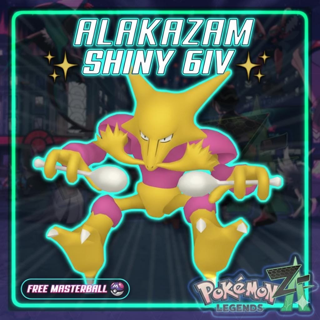 Shiny ALAKAZAM Pokémon Legends ZA 6IV Competitive Battle Ready - Pokémon Legends: Z-A digital Pokémon trade by