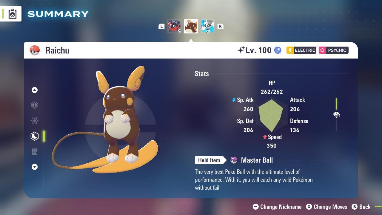 Pokemon Za Shiny 6IV ALOLAN RAICHU Pokémon Legends ZA 6IV Competitive Battle Ready - Pokémon Legends: Z-A digital Pokémon