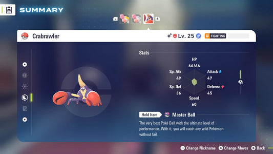 Shiny Alpha Crabrawler Pokemon Legends Za Mega Dimension DLC 6IV Competitive - Pokémon Legends: Z-A digital Pokémon trade by