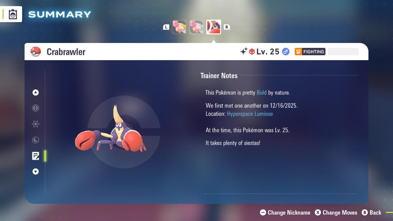 Shiny Alpha Crabrawler Pokemon Legends Za Mega Dimension DLC 6IV Competitive - Pokémon Legends: Z-A digital Pokémon trade
