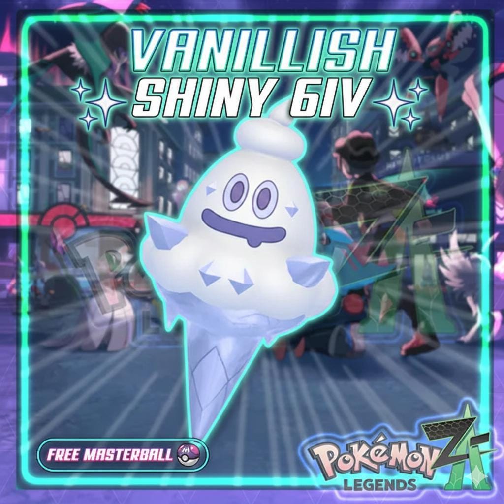 Shiny VANILLISH Pokémon Legends ZA 6IV Competitive Battle Ready - Pokémon Legends: Z-A digital Pokémon trade by
