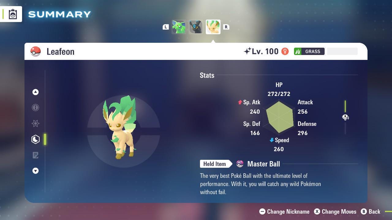 Shiny LEAFEON Pokémon Legends ZA 6IV Competitive Battle Ready - Pokémon Legends: Z-A digital Pokémon trade image 2