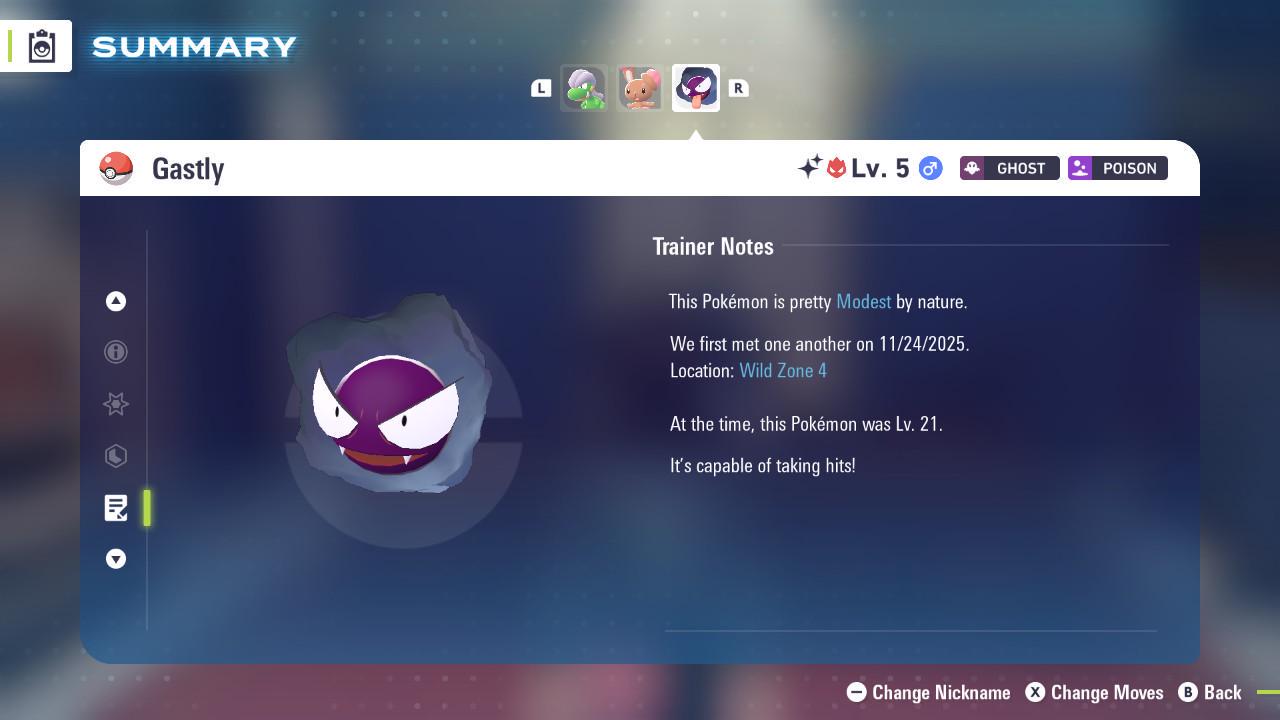 Pokemon Za Lvl 5 Modest SHINY ALPHA 6IV Gastly Pokémon Legends ZA 6IV Competitive - Pokémon Legends: Z-A digital Pokémon
