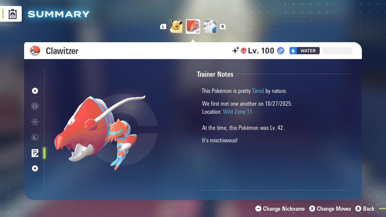 Shiny Alpha Clawitzer Pokémon Legends ZA 6IV Competitive Battle Ready - Pokémon Legends: Z-A digital Pokémon trade image 4