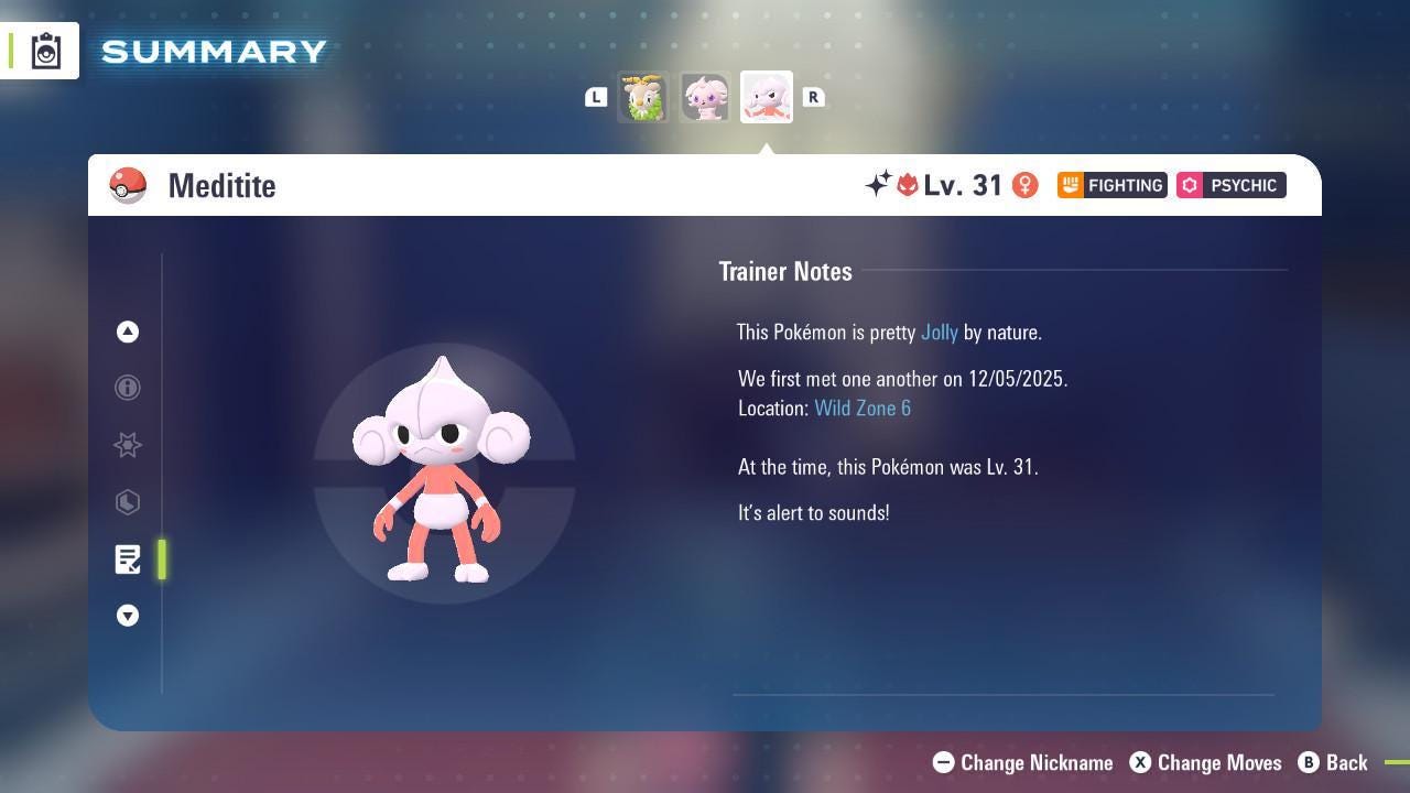 Shiny Alpha Meditite Pokémon Legends ZA 6IV Competitive Battle Ready - Pokémon Legends: Z-A digital Pokémon trade image 4