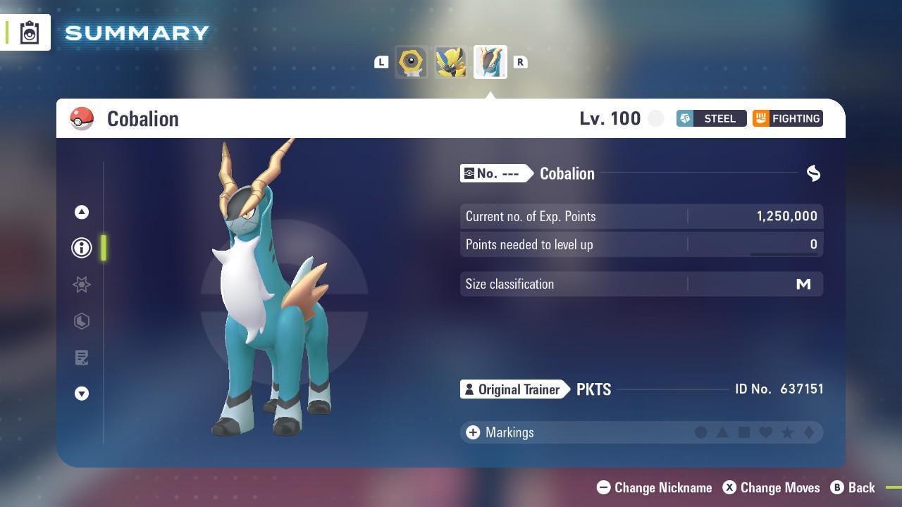 Non Shiny 6IV Cobalion Pokemon Legends Za Mega Dimension DLC 6IV Competitive - Pokémon Legends: Z-A digital Pokémon trade