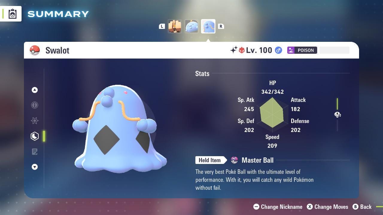 Shiny Alpha Swalot Pokemon Legends Za Mega Dimension DLC 6IV Competitive Battle - Pokémon Legends: Z-A digital Pokémon trade