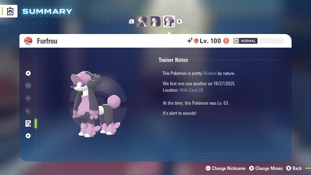 Shiny Alpha Matron Furfrou Pokémon Legends ZA 6IV Competitive Battle Ready - Pokémon Legends: Z-A digital Pokémon trade image