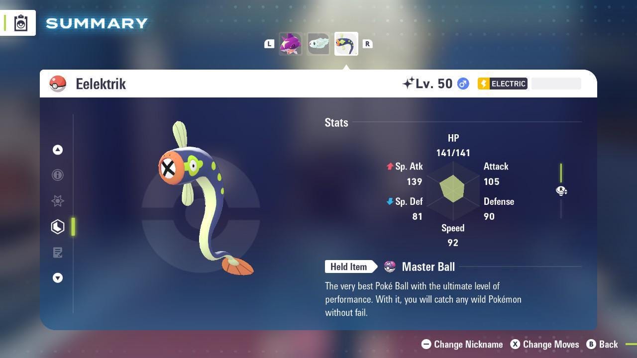 Shiny EELEKTRIK Pokémon Legends ZA 6IV Competitive Battle Ready