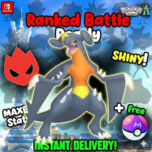 Pokemon Za ALPHA Shiny 6IV Garchomp + Mega Stone Garchompite Competitive Battle - Pokémon Legends: Z-A digital Pokémon trade