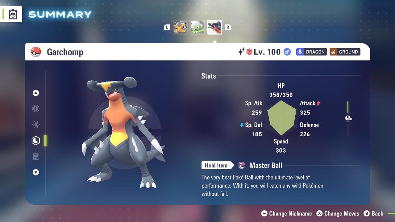 Pokemon Za ALPHA Shiny 6IV Garchomp + Mega Stone Garchompite Competitive Battle - Pokémon Legends: Z-A digital Pokémon trade