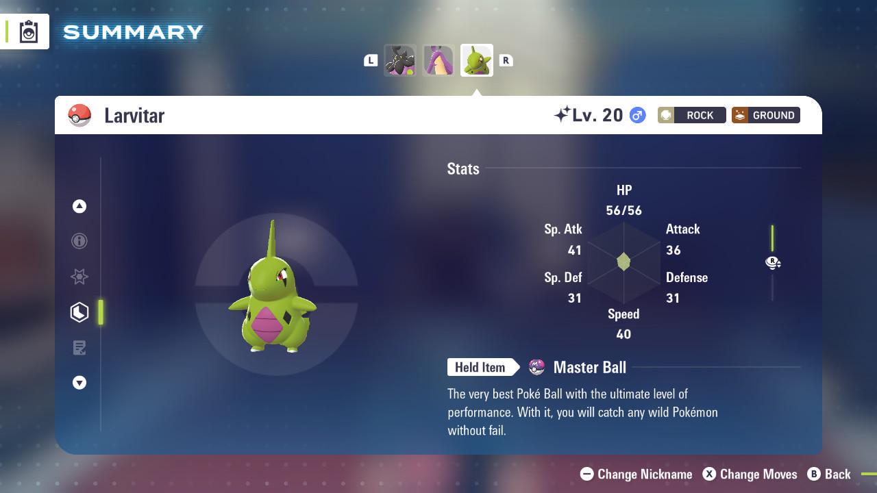 Shiny LARVITAR Pokémon Legends ZA 6IV Competitive Battle Ready - Pokémon Legends: Z-A digital Pokémon trade image 2