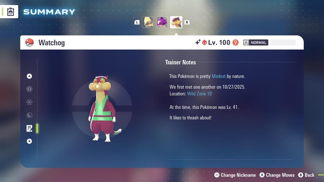 Shiny Alpha Watchog Pokémon Legends ZA 6IV Competitive Battle Ready - Pokémon Legends: Z-A digital Pokémon trade image 4