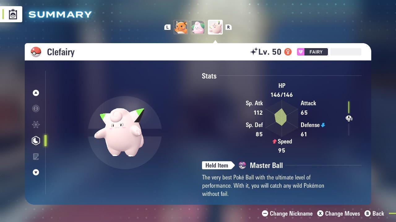 Shiny CLEFAIRY Pokémon Legends ZA 6IV Competitive Battle Ready