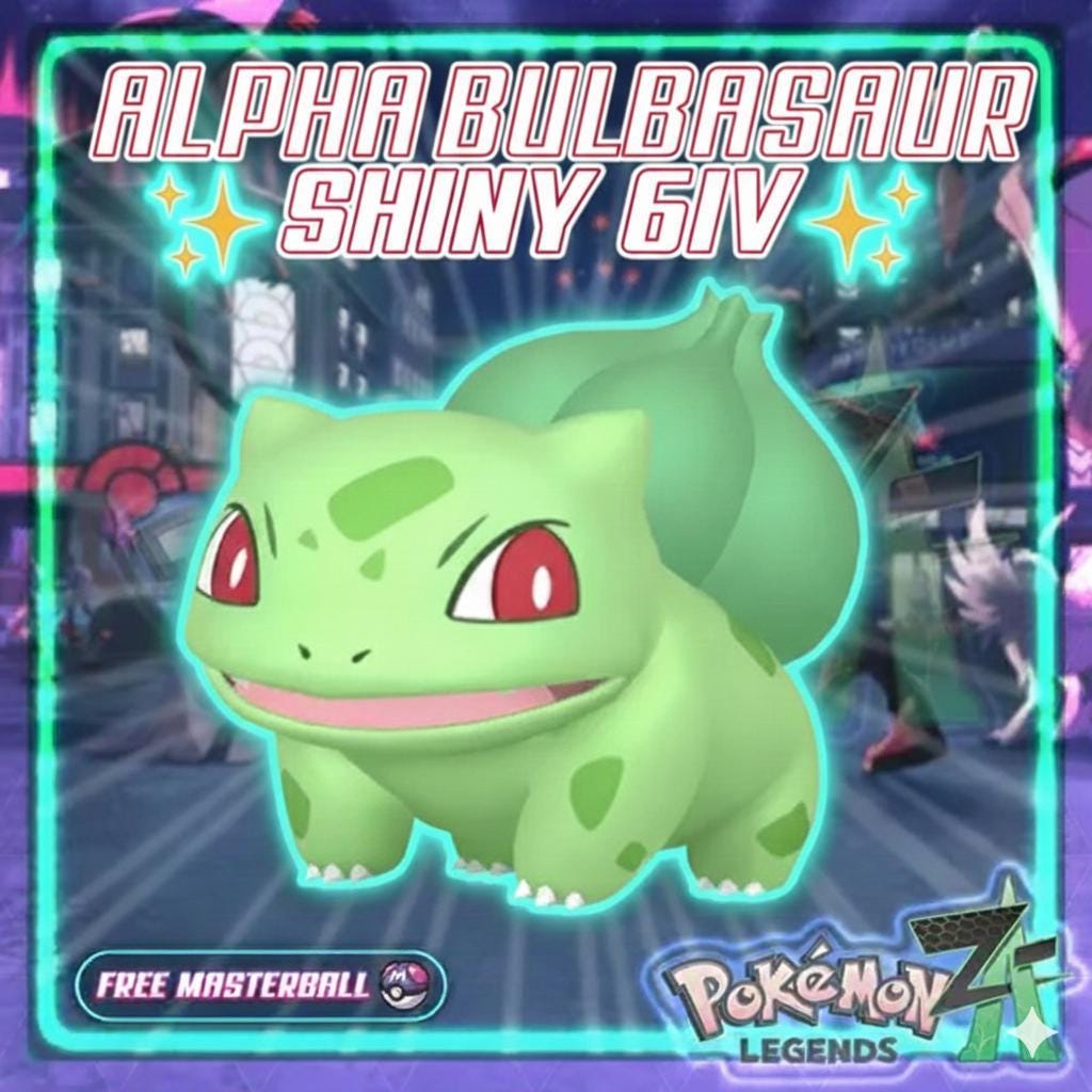 Pokemon Za Lvl 5 Modest SHINY ALPHA 6IV Bulbasaur Pokémon Legends ZA 6IV - Pokémon Legends: Z-A digital Pokémon trade by