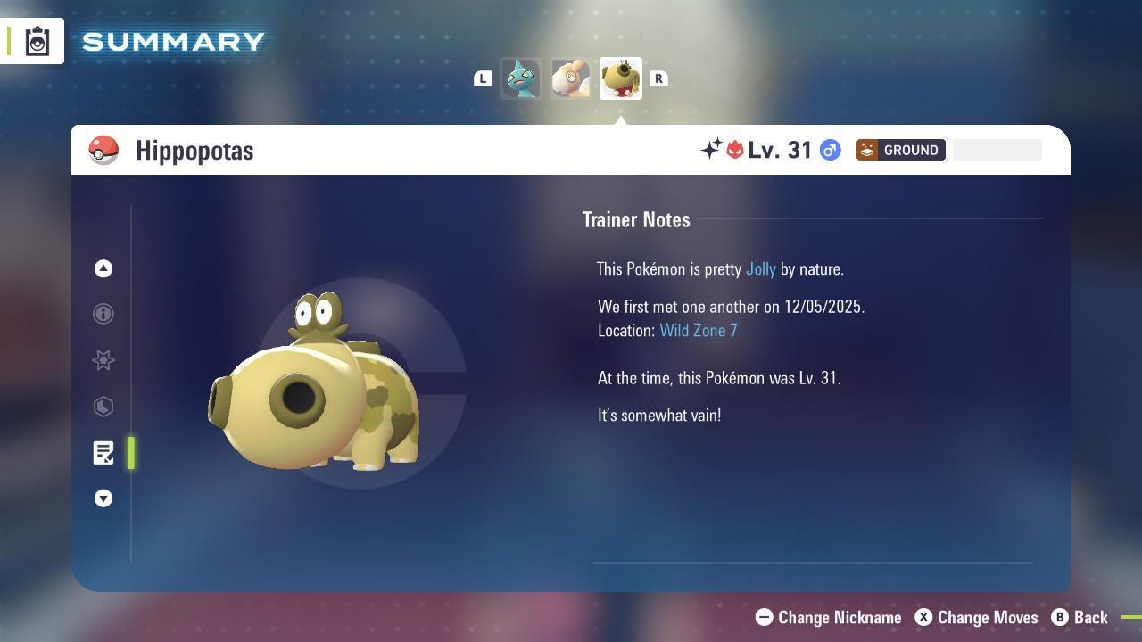 Shiny Alpha Hippopotas Pokémon Legends ZA 6IV Competitive Battle Ready - Pokémon Legends: Z-A digital Pokémon trade image 4