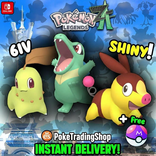 Pokemon ZA Shiny Starters Bundle 6IV Chikorita Totodile Tepig Custom Battle Ready - Pokémon Legends: Z-A digital Pokémon