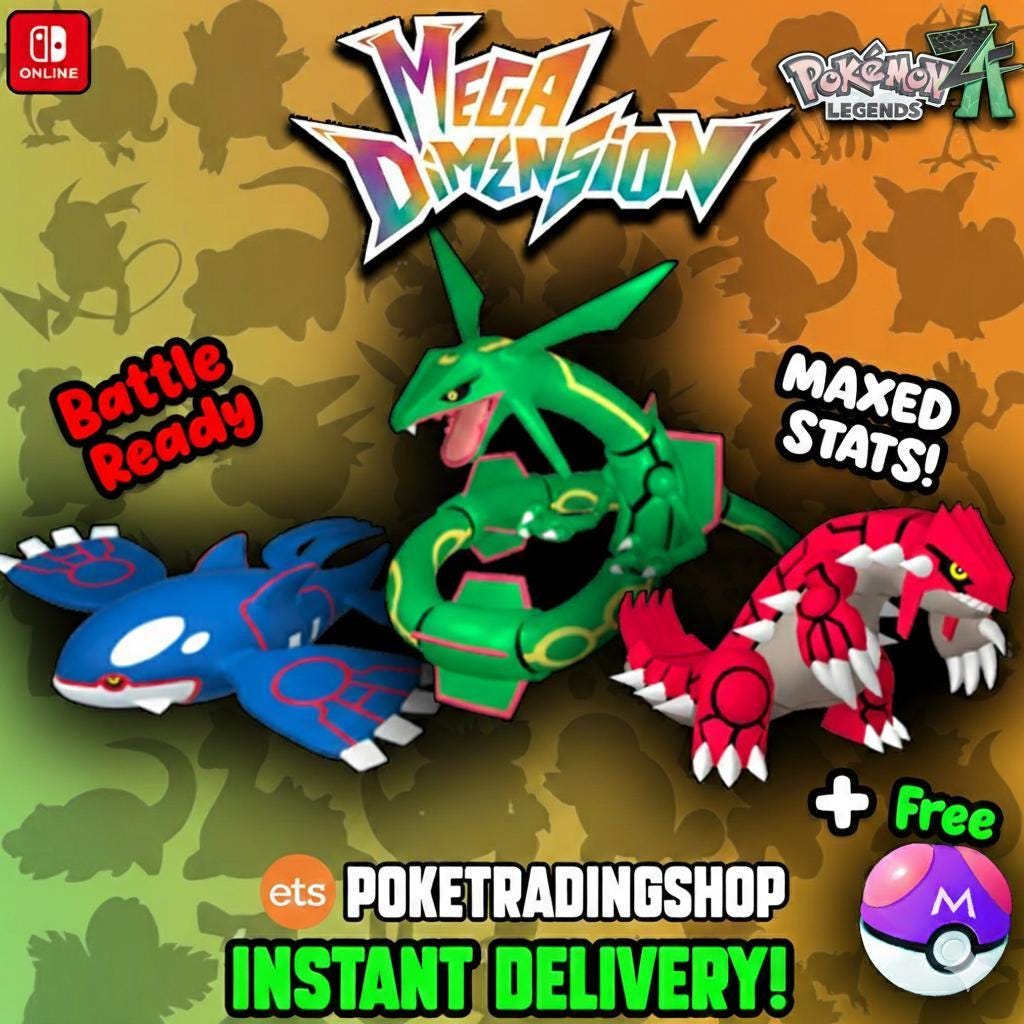 Pokemon ZA Mega Legendary Trio Rayquaza Kyogre Groudon Custom Battle Ready Bundle - Pokémon Legends: Z-A digital Pokémon