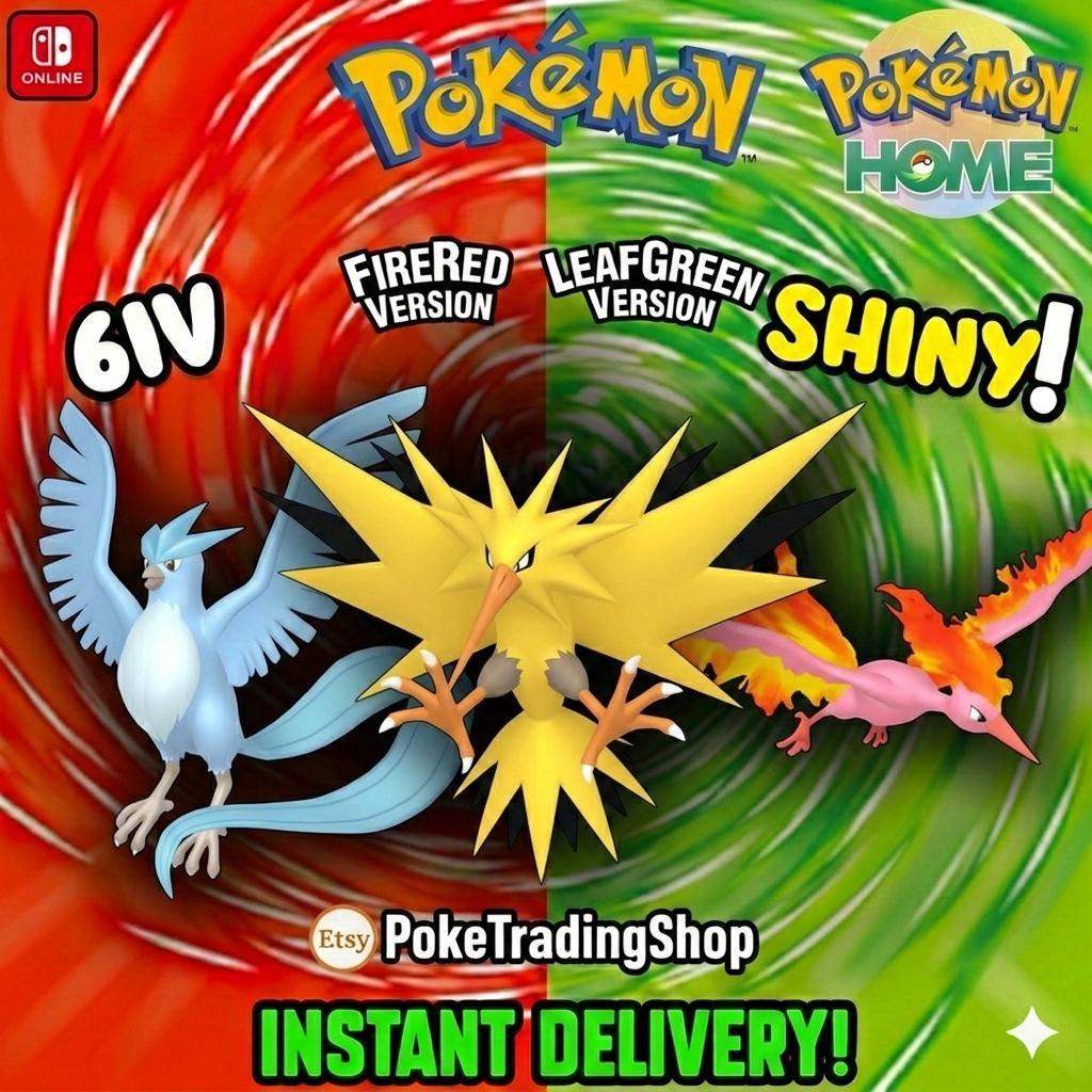 Pokémon FIRERED LEAFGREEN Authentic LEGENDARIES Shiny Articuno Zapdos Moltres - Pokémon HOME digital Pokémon trade by