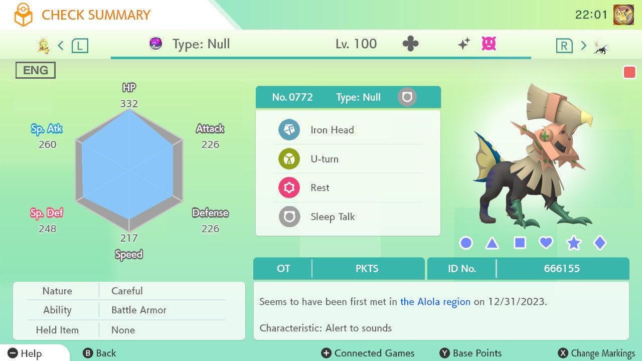 Shiny TYPE: NULL Pokémon HOME 6IV Competitive Battle Ready - Pokémon Scarlet & Violet digital Pokémon trade by