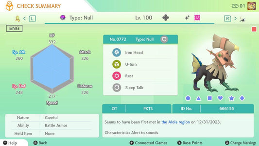 Shiny TYPE: NULL Pokémon HOME 6IV Competitive Battle Ready - Pokémon Scarlet & Violet digital Pokémon trade by