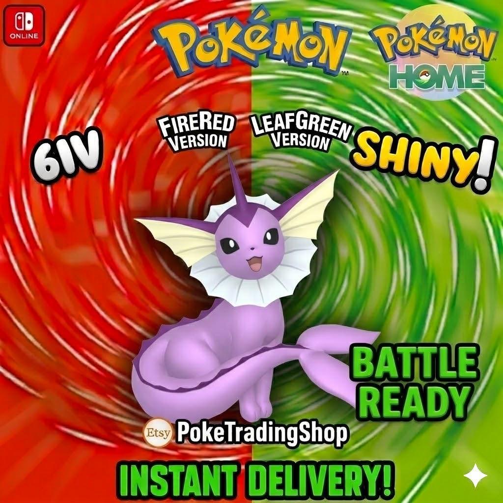 SHINY VAPOREON Pokémon FireRed LeafGreen 6IV Competitive Battle Ready - Pokémon HOME digital Pokémon trade by PokeTradingShop