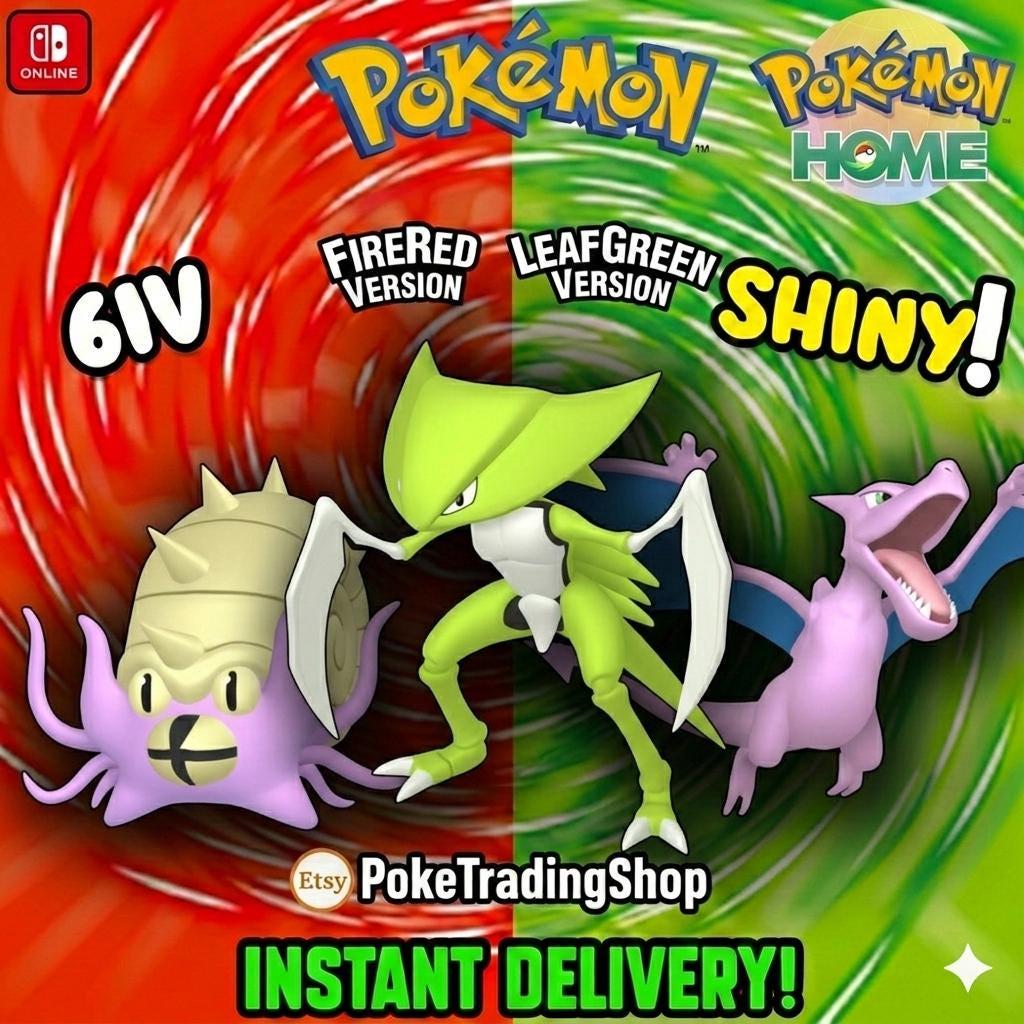 Pokémon FIRERED LEAFGREEN Authentic FOSSILS Shiny Omastar Aerodactyl Kabutops - Pokémon HOME digital Pokémon trade by