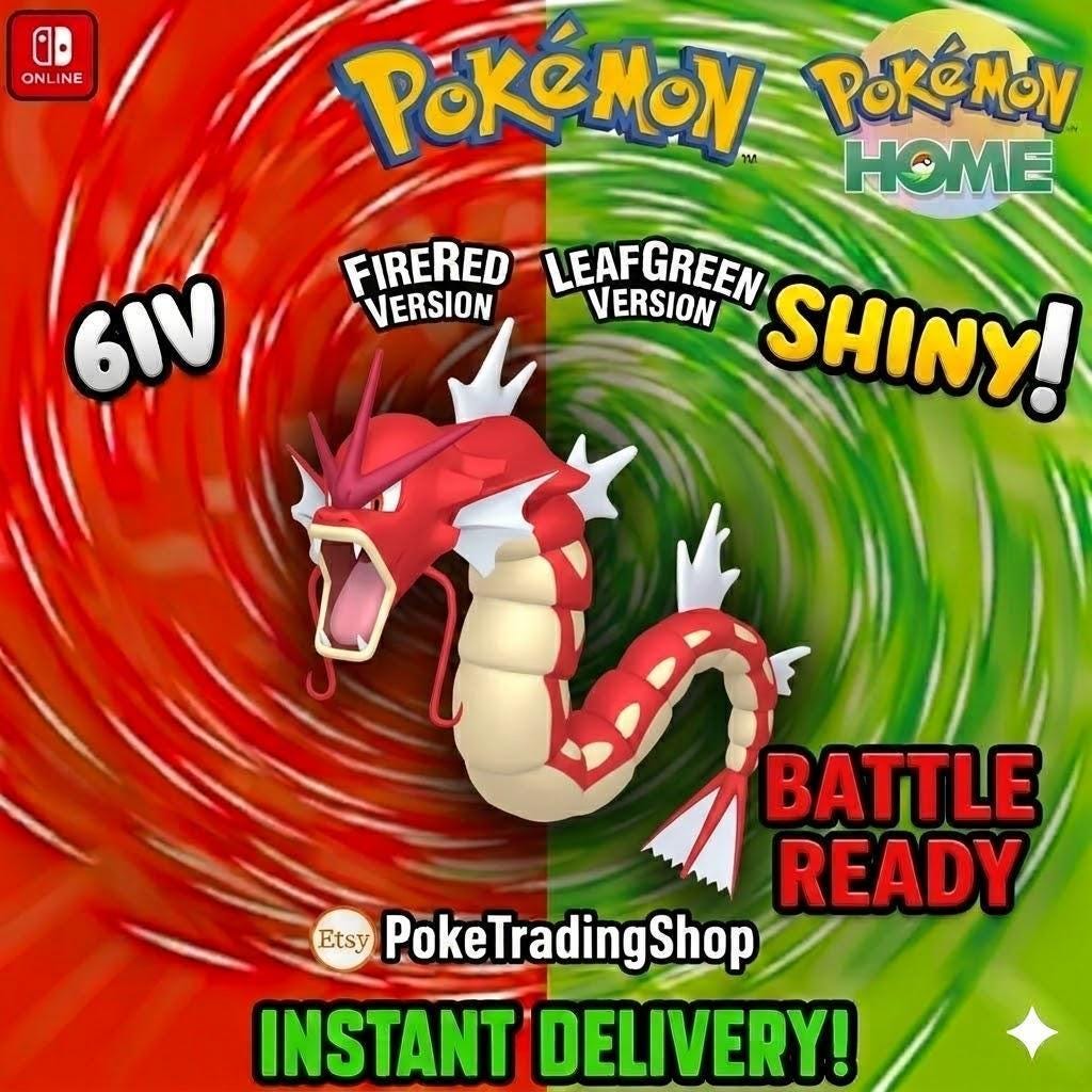 SHINY GYARADOS Pokémon FireRed LeafGreen 6IV Competitive Battle Ready - Pokémon HOME digital Pokémon trade by PokeTradingShop