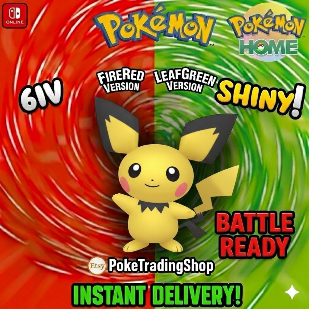 SHINY PICHU Pokémon FireRed LeafGreen 6IV Competitive Battle Ready - Pokémon HOME digital Pokémon trade by PokeTradingShop