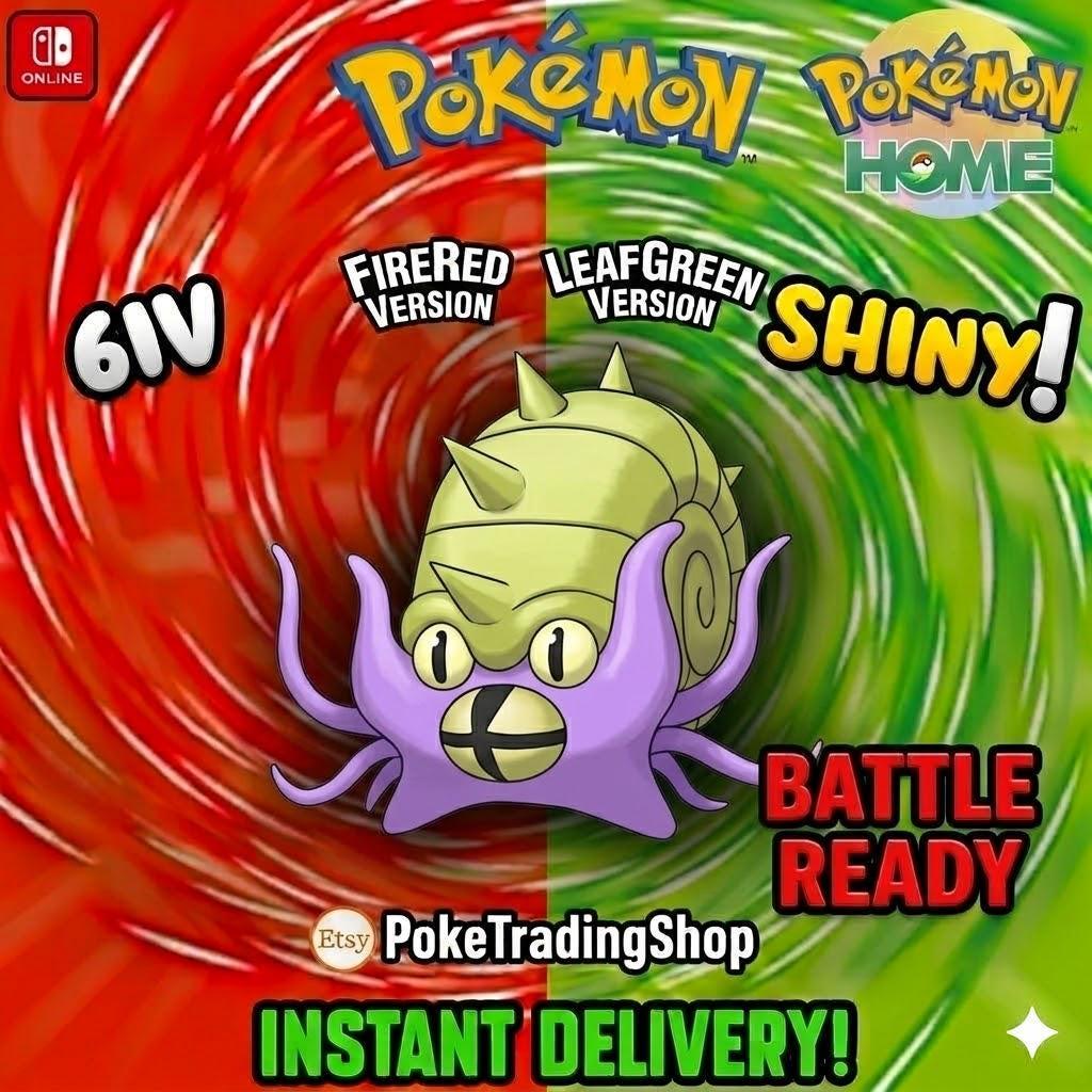 SHINY OMASTAR Pokémon FireRed LeafGreen 6IV Competitive Battle Ready - Pokémon HOME digital Pokémon trade by PokeTradingShop