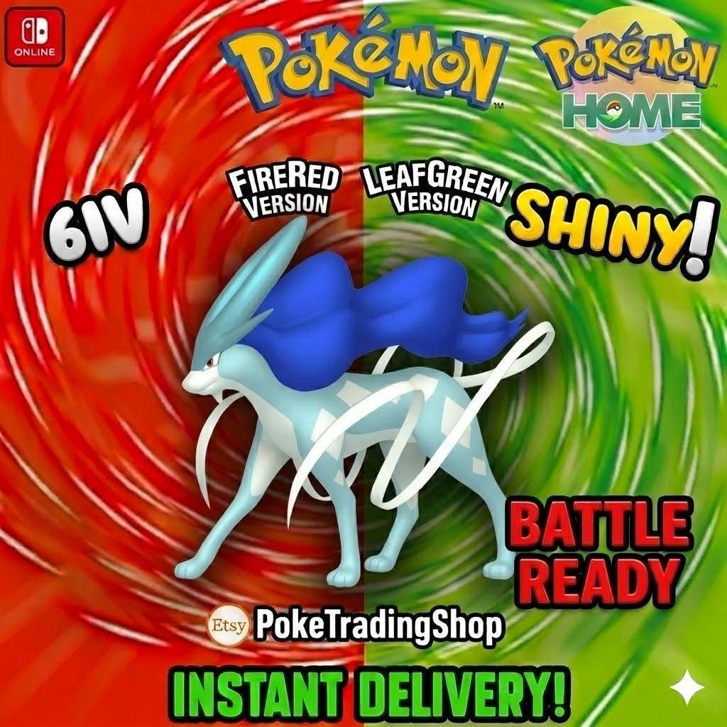 SHINY SUICUNE Pokémon FireRed LeafGreen 6IV Competitive Battle Ready - Pokémon HOME digital Pokémon trade by PokeTradingShop