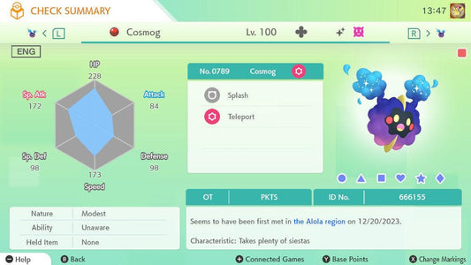 SHINY 6IV COSMOG Pokémon Scarlet and Violet 6IV Pokemon Competitive Area Zero - Pokémon Scarlet & Violet digital Pokémon
